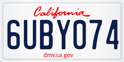 CA license plate 6UBY074