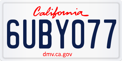 CA license plate 6UBY077