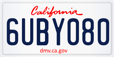 CA license plate 6UBY080