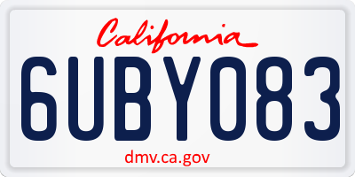 CA license plate 6UBY083