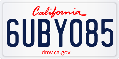 CA license plate 6UBY085