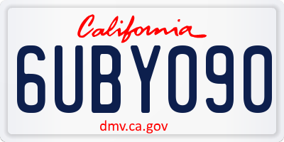 CA license plate 6UBY090