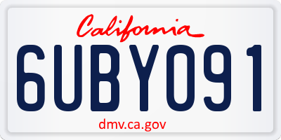 CA license plate 6UBY091