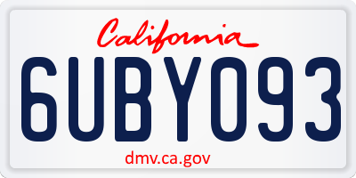 CA license plate 6UBY093