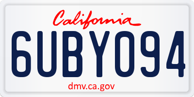 CA license plate 6UBY094
