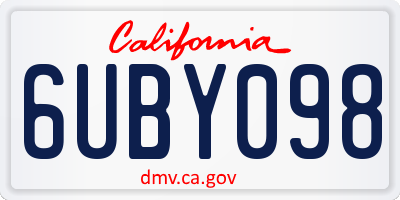 CA license plate 6UBY098