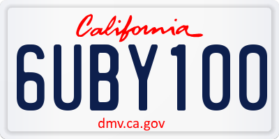 CA license plate 6UBY100
