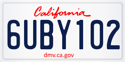 CA license plate 6UBY102