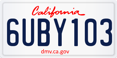 CA license plate 6UBY103