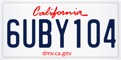 CA license plate 6UBY104