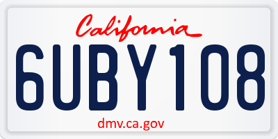 CA license plate 6UBY108