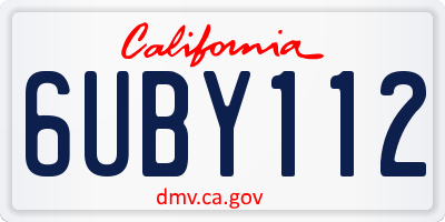 CA license plate 6UBY112