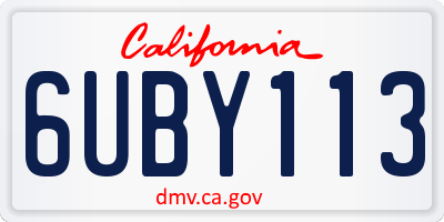 CA license plate 6UBY113