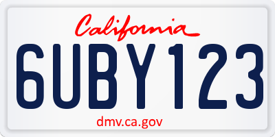 CA license plate 6UBY123