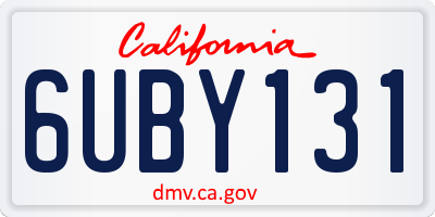 CA license plate 6UBY131