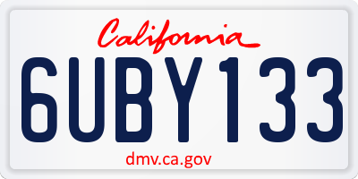 CA license plate 6UBY133