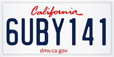 CA license plate 6UBY141