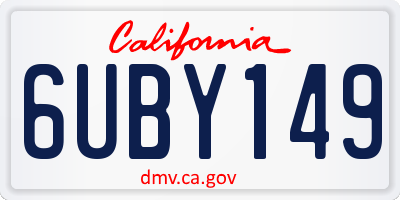 CA license plate 6UBY149