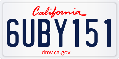CA license plate 6UBY151