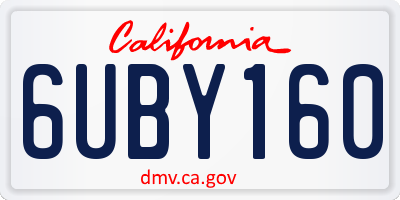 CA license plate 6UBY160