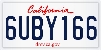 CA license plate 6UBY166