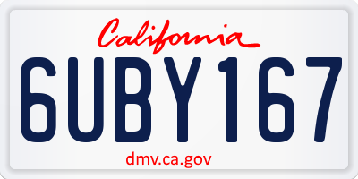 CA license plate 6UBY167