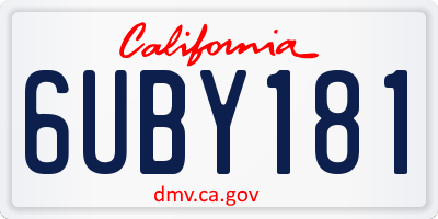 CA license plate 6UBY181
