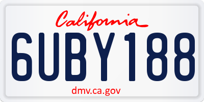 CA license plate 6UBY188