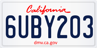 CA license plate 6UBY203
