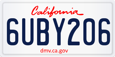 CA license plate 6UBY206