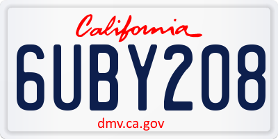 CA license plate 6UBY208