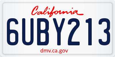 CA license plate 6UBY213