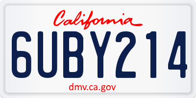 CA license plate 6UBY214