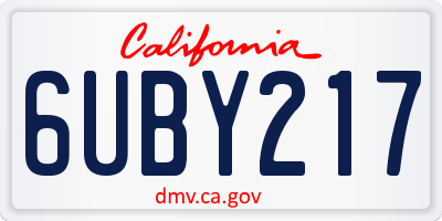 CA license plate 6UBY217