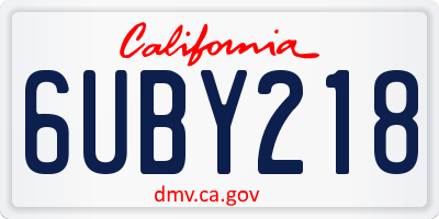 CA license plate 6UBY218