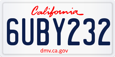 CA license plate 6UBY232