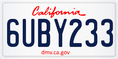 CA license plate 6UBY233