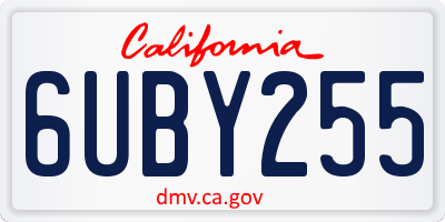 CA license plate 6UBY255