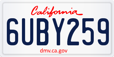 CA license plate 6UBY259