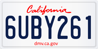 CA license plate 6UBY261