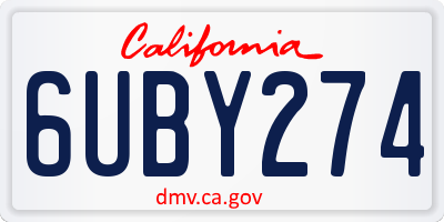CA license plate 6UBY274