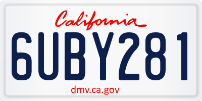 CA license plate 6UBY281