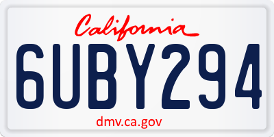 CA license plate 6UBY294