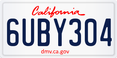 CA license plate 6UBY304