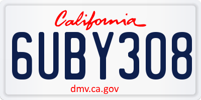 CA license plate 6UBY308