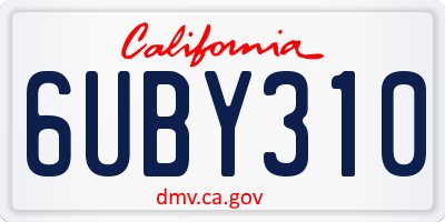 CA license plate 6UBY310