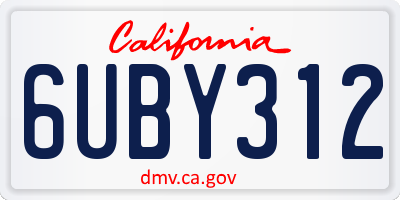 CA license plate 6UBY312