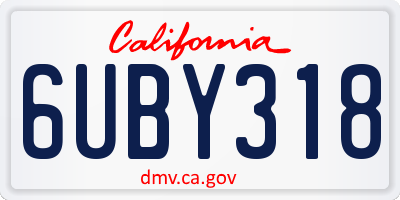 CA license plate 6UBY318