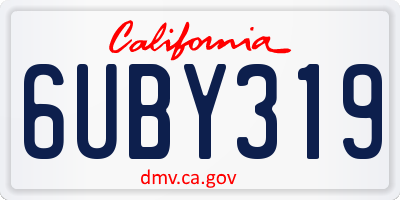 CA license plate 6UBY319