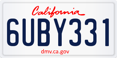 CA license plate 6UBY331